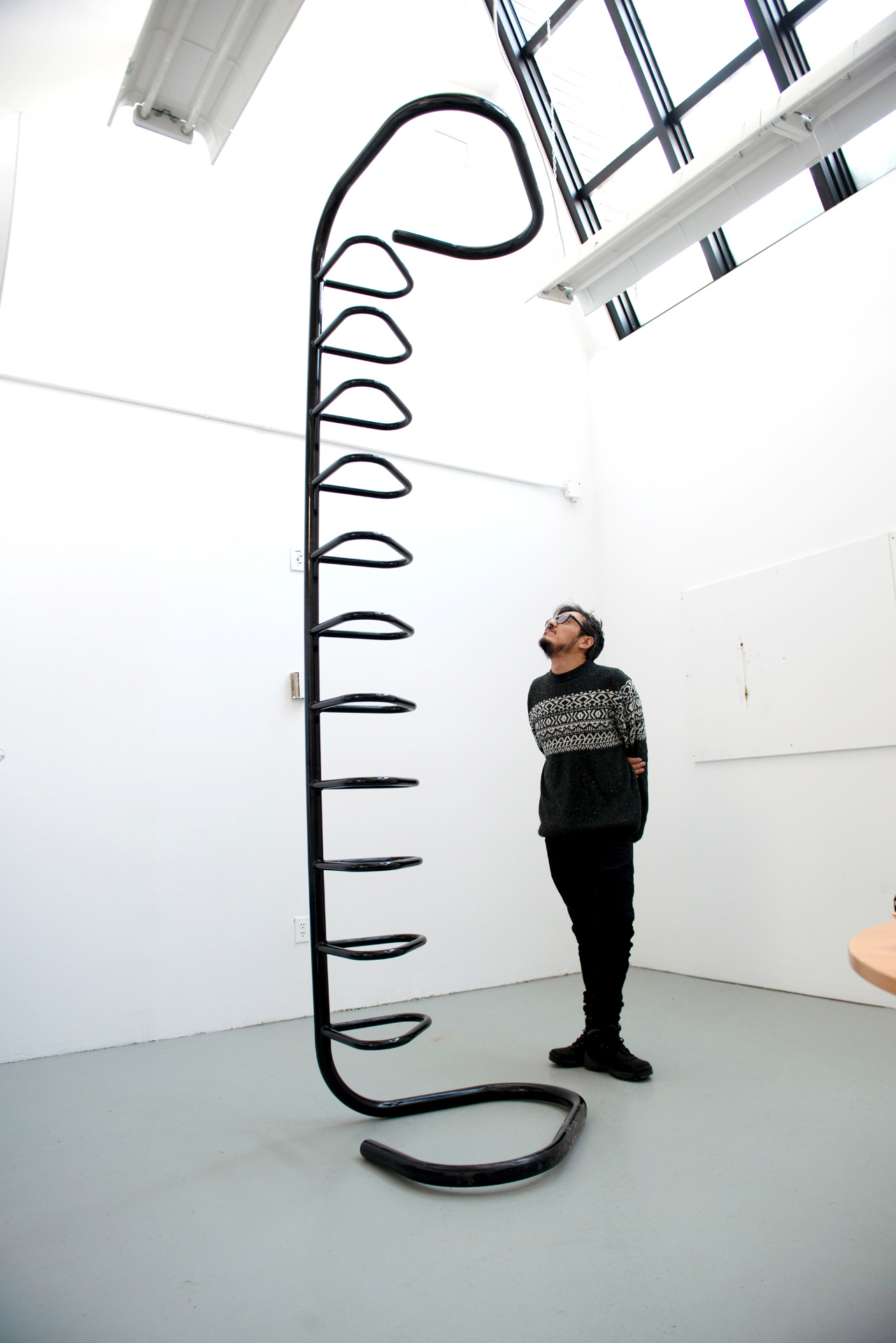 Artwork by Petros Chrisostomou in his Banff Centre Studio. Bike Rack.