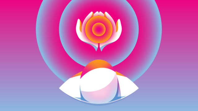 White hat and hands holding circular flower in the Handmaids Tale Illustration