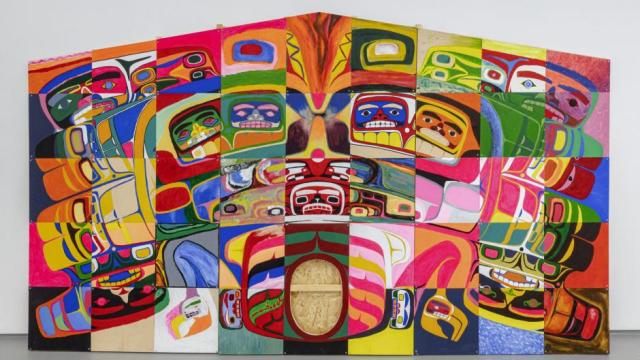 Luke Parnell, 'Neon Reconciliation Explosion', 2020, 7 x 12 feet, Acrylic on birch plywood, presswood. Courtesy of MKG12