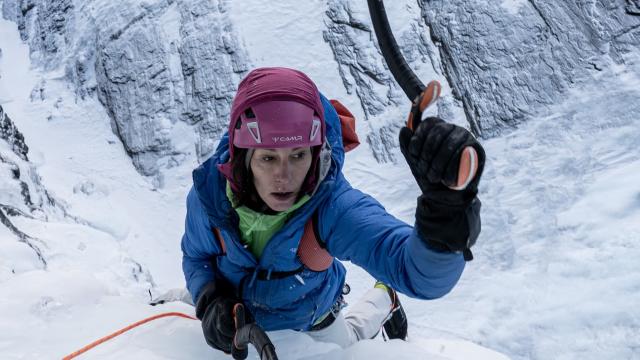 Ines Papert ice climbing