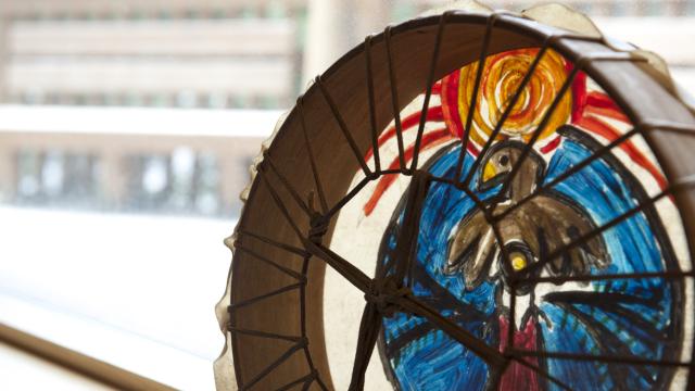 Hand painted Indigenous Drum