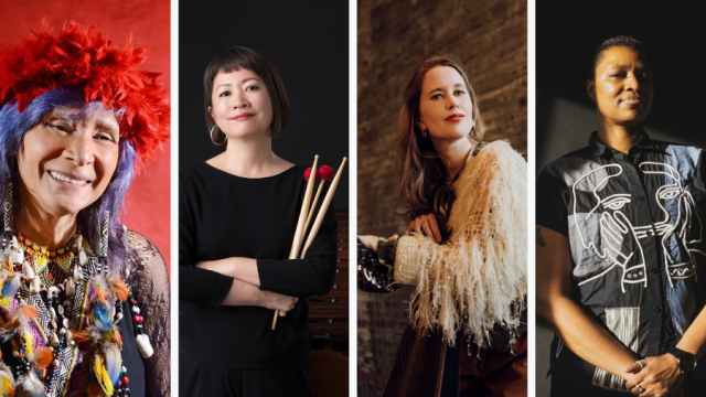 Collage of four artists portraits