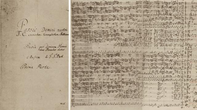 Title page of Bach's St Matthew Passion autograph score and portion Original Composition