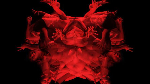 Image of the artist Cassils' work titled 'Human Measure Rorschach #1'