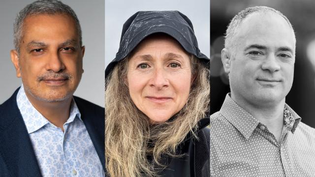 A trio of headshots: Kamal Al-Solaylee, Monica Kidd, and Marcello Di Cintio