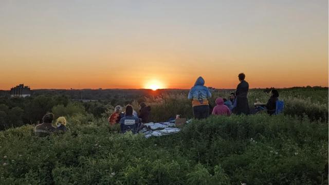 T’uy’t’tanat-Cease Wyss and Anne Riley, Sunset at Mount Trashmore Park, 2022
