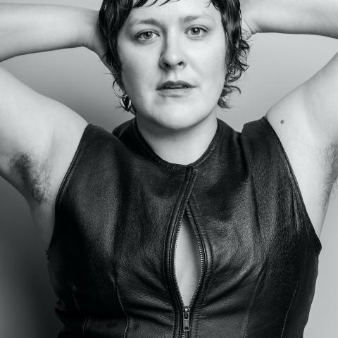 A black and white headshot of Julia Eichten